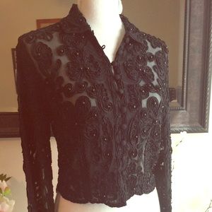 🌼Stunning Lace Beaded Cropped Bolero Style Blouse